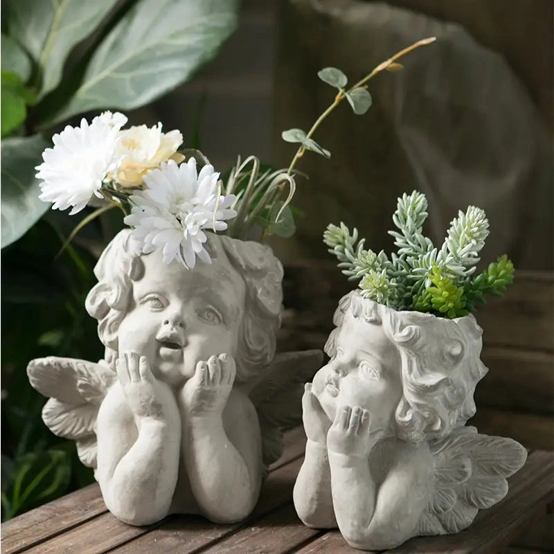 Cement Little Angel Planter, Small